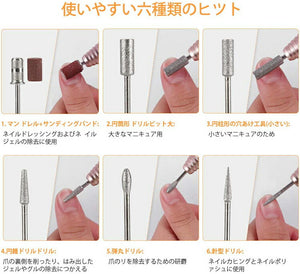 送料無料 　電動ネイルケア ネイルマシン　多機能 12in1 ネイルケアセット マニキュア 研磨 爪磨き ネイルドリルマシンプロネイルマシン USB充電 高速回転 低振動 低騒音 正逆回転可能 スピード調整可能　 甘皮処理 角質除去業務用 家庭用　【nlife_d19】