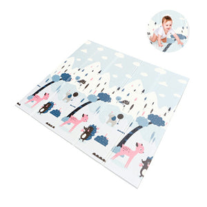 送料無料　ベビープレイマット プレイマット 折りたたみ 大判 マット200×180×1cm　クッションマット 衝撃緩和 滑り止めマット 防水・防音・軽量 子供用フロアマット　可愛いゲームマット両面使用 梦幻の楽園 サーキット 無毒無味 ベビーマット収納バッグ付 【nlife_d19】