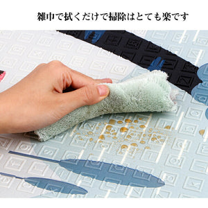 送料無料　ベビープレイマット プレイマット 折りたたみ 大判 マット200×180×1cm　クッションマット 衝撃緩和 滑り止めマット 防水・防音・軽量 子供用フロアマット　可愛いゲームマット両面使用 梦幻の楽園 サーキット 無毒無味 ベビーマット収納バッグ付 【nlife_d19】