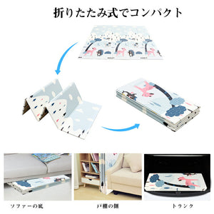 送料無料　ベビープレイマット プレイマット 折りたたみ 大判 マット200×180×1cm　クッションマット 衝撃緩和 滑り止めマット 防水・防音・軽量 子供用フロアマット　可愛いゲームマット両面使用 梦幻の楽園 サーキット 無毒無味 ベビーマット収納バッグ付 【nlife_d19】