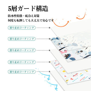 送料無料　ベビープレイマット プレイマット 折りたたみ 大判 マット200×180×1cm　クッションマット 衝撃緩和 滑り止めマット 防水・防音・軽量 子供用フロアマット　可愛いゲームマット両面使用 梦幻の楽園 サーキット 無毒無味 ベビーマット収納バッグ付 【nlife_d19】