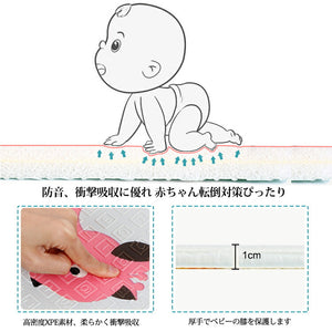送料無料　ベビープレイマット プレイマット 折りたたみ 大判 マット200×180×1cm　クッションマット 衝撃緩和 滑り止めマット 防水・防音・軽量 子供用フロアマット　可愛いゲームマット両面使用 梦幻の楽園 サーキット 無毒無味 ベビーマット収納バッグ付 【nlife_d19】