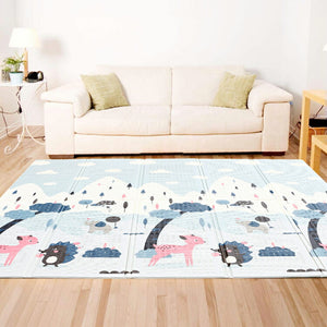 送料無料　ベビープレイマット プレイマット 折りたたみ 大判 マット200×180×1cm　クッションマット 衝撃緩和 滑り止めマット 防水・防音・軽量 子供用フロアマット　可愛いゲームマット両面使用 梦幻の楽園 サーキット 無毒無味 ベビーマット収納バッグ付 【nlife_d19】