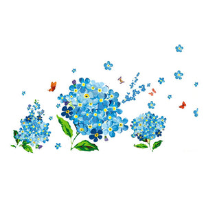 ウォールステッカー花　青い紫陽花　お花ウォールステッカー青いアジサイ♪　あじさいかわいい　風水グッズ　ウォールステッカー 紫陽花　模様替え　1人部屋　プチリフォーム　リビング飾り 壁シール　デコシール　ピンクアイテム　花束　出会い 送料無料