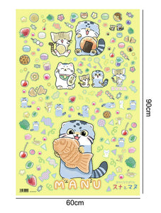 送料無料 ウォールステッカー ねこ猫　おかしなさばくのスナとマヌ　スナとマヌ公式　SARD UNDERGROUND神野友亜ブラックコーヒーイチゴジャム　貼ってはがせる壁シール模様替え猫ねこネコ動物cat保育幼稚園子供部屋お菓子　インスタ　映えインテリアシールカラーバリエーション 賃貸OK　マヌルネコ  スナネコ