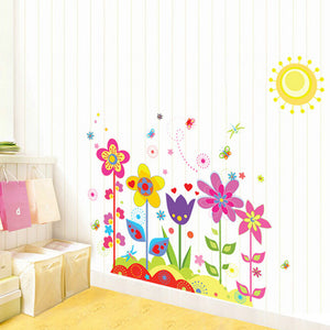 ウォールステッカー　花　太陽 蝶  wall sticker ウォールペーパー  北欧 自然　はがせる　壁紙　壁シール　ステッカー インテリア　雑貨　花/植物/太陽　子供部屋にピッタリ！！