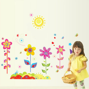 ウォールステッカー　花　太陽 蝶  wall sticker ウォールペーパー  北欧 自然　はがせる　壁紙　壁シール　ステッカー インテリア　雑貨　花/植物/太陽　子供部屋にピッタリ！！