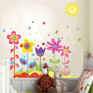 ウォールステッカー　花　太陽 蝶  wall sticker ウォールペーパー  北欧 自然　はがせる　壁紙　壁シール　ステッカー インテリア　雑貨　花/植物/太陽　子供部屋にピッタリ！！