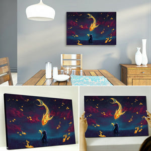 絵画 インテリア 絵 金魚 猫 アートパネル壁飾り キャンバス絵画 油絵