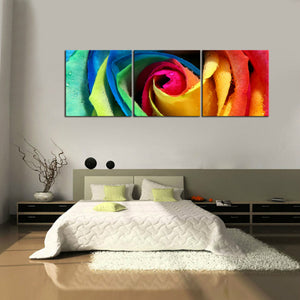 絵画 バラの花 アートパネル　カラフルな ローズ　薔薇　バラ絵画 インテリア  おしゃれ 壁掛け 絵 横50cm×縦50cm 3枚パネルセットファブリックパネル Airbnb 民泊 シェアハウス 装飾
