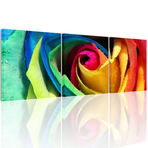 絵画 バラの花 アートパネル　カラフルな ローズ　薔薇　バラ絵画 インテリア  おしゃれ 壁掛け 絵 横50cm×縦50cm 3枚パネルセットファブリックパネル Airbnb 民泊 シェアハウス 装飾