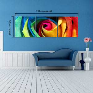 絵画 バラの花 アートパネル　カラフルな ローズ　薔薇　バラ絵画 インテリア  おしゃれ 壁掛け 絵 横50cm×縦50cm 3枚パネルセットファブリックパネル Airbnb 民泊 シェアハウス 装飾