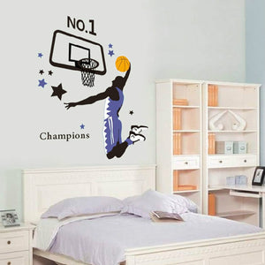 ウォールステッカーバスケットボール champions  basketball チャンピオン ナンバーワン壁紙 シール 賃貸OK はがせる 剥がせる DIY 模様替え