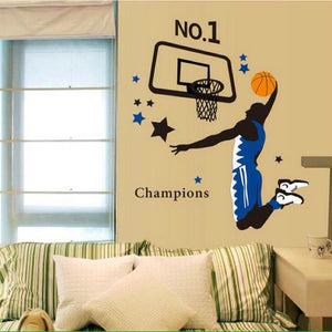 ウォールステッカーバスケットボール champions  basketball チャンピオン ナンバーワン壁紙 シール 賃貸OK はがせる 剥がせる DIY 模様替え