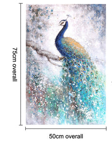 絵画 インテリア　アートパネル　孔雀  アートパネル ファブリックパネル　カラフルなクジャクの絵　アートフレーム　木枠付き　横50cm×縦75cm　 風水絵画　芸術品  Airbnb 民泊 シェアハウス　一人暮らし 絵画　おしゃれ 壁掛け 絵