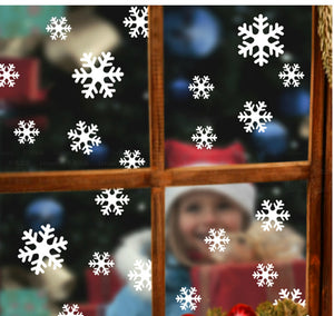 ウォールステッカー クリスマス 雪の結晶 ホワイト　２枚セット転写式　ステッカークリスマスハンドメイド　ガラスステッカー　店舗　ショーウィンドウ　カッティングシートウィンドウディスプレイDIY サンタ 部屋 店舗 装飾【endsale_18】