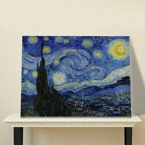 【風水金運】ゴッホ 星月夜アートパネル　抽象画　The Starry Night　絵画 アートパネル　ポスター インテリア 絵画  油絵風　絵画 壁キャンバス絵画 木枠付き サイズ横75cm×縦60cm