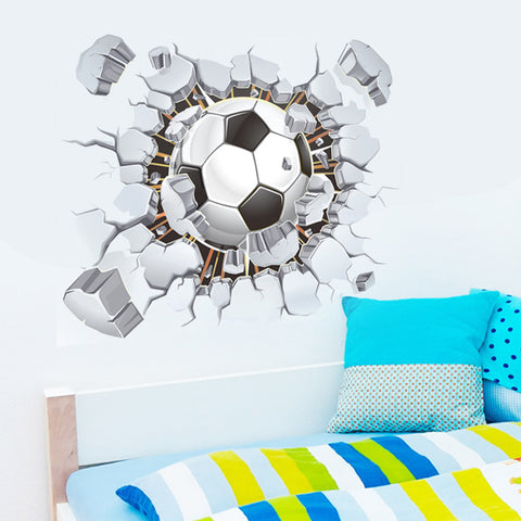 ウォールステッカー 壁紙 シール サッカー ボール 壁 シール　貼ってはがせるシールウォールペーパー　wall sticker壁紙　ウォールステッカー 飛び出すサッカーボール子供部屋に【inte_D1806】