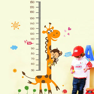 ステッカー 身長計柄 猿とキリン はがせるウォールステッカー 身長 50cm-180cm wall sticker 壁紙 60*90cm幼稚園 保育園 子供部屋 リビングルーム ベッドルーム【inte_D1806】