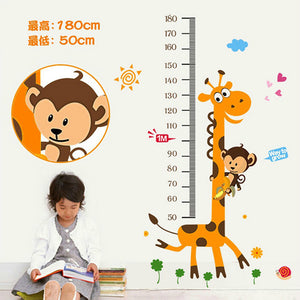 ステッカー 身長計柄 猿とキリン はがせるウォールステッカー 身長 50cm-180cm wall sticker 壁紙 60*90cm幼稚園 保育園 子供部屋 リビングルーム ベッドルーム【inte_D1806】