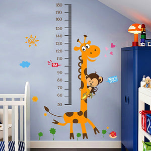 ステッカー 身長計柄 猿とキリン はがせるウォールステッカー 身長 50cm-180cm wall sticker 壁紙 60*90cm幼稚園 保育園 子供部屋 リビングルーム ベッドルーム【inte_D1806】