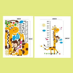 ステッカー 身長計柄 猿とキリン はがせるウォールステッカー 身長 50cm-180cm wall sticker 壁紙 60*90cm幼稚園 保育園 子供部屋 リビングルーム ベッドルーム【inte_D1806】