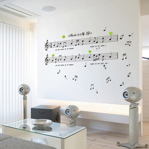 ウォールステッカー 英文ステッカー 音楽 音符 music is my life wall sticker ウォールステッカー 英字 ミュージック 楽譜 ウォールペーパー 壁紙 シール 壁 ウォールシール 　貼って剥がせる ウォールステッカー 賃貸OK！