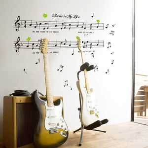 ウォールステッカー 英文ステッカー 音楽 音符 music is my life wall sticker ウォールステッカー 英字 ミュージック 楽譜 ウォールペーパー 壁紙 シール 壁 ウォールシール 　貼って剥がせる ウォールステッカー 賃貸OK！