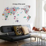 即納可！ ウォールステッカー 世界地図【Map of the World】モノトーン世界地図 ・飛行機☆ きれいに剥がせる！子供部屋 DIY 壁紙 壁 シール 雑貨 リフォーム 　貼って剥がせる ウォールステッカー 賃貸OK！