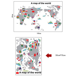 即納可！ ウォールステッカー 世界地図【Map of the World】モノトーン世界地図 ・飛行機☆ きれいに剥がせる！子供部屋 DIY 壁紙 壁 シール 雑貨 リフォーム 　貼って剥がせる ウォールステッカー 賃貸OK！