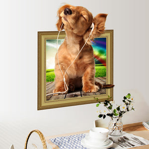 ウォールステッカー 3D 飛び出す犬 剥がせるシール 雰囲気変貌 犬ちゃん ポスター 動物写真 アニマル柄な壁紙シール 癒し系 装飾 雑貨 DIY 窓 ガラス 剥がせる 賃貸部屋 バスルーム壁シール