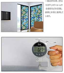 窓用フィルム 目隠しシートゆり柄　目隠し窓 ステンドグラス風ガラスフィルム　遮光 断熱 紫外線99%カット 無接着剤 再利用可能 ガラス窓 ガラス引き戸 シャワールーム 会議室に適用ガラスシート プライバシー守る (45 x 200cm)