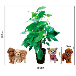 ウォールステッカー 犬 壁紙シール ウォール ステッカー 鉢植え 大きサイズウォールスタッカー 動物　ラブリーペット犬グリーン葉植物壁デカール紙ホームステッカーアート画像壁画キッズ保育園ベビールーム装飾 壁シール