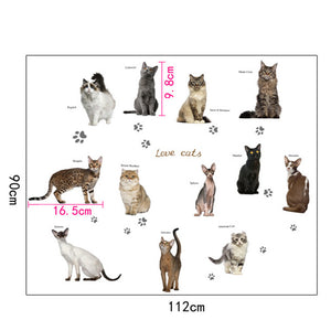 ウォールステッカー ネコちゃんいっぱい北欧 ウォールステッカー 壁面 シール 実写 猫  動物 壁紙　トリックアート　だまし絵　シール　壁画　キッズ　保育園　ベビールーム　装飾　ステッカー　デコレーション　ステッカー　インテリア　♪壁♪窓♪【inte_D05】