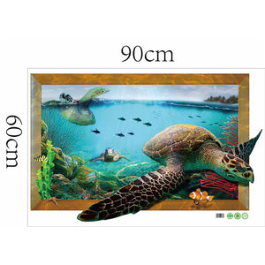 ウォールステッカー 3D 飛び出すかカメ 亀 剥がせるシールトリックアート　だまし絵　シール　壁画　キッズ　保育園　ベビールーム　装飾　ステッカー　デコレーション　ステッカー　インテリア　♪壁♪窓♪