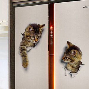 剥せるタイプ　３D シール だまし絵 ビックリ びっくり ウォールステッカー ねこ 立体 絵 猫柄 ネコ柄 キャッツ  ネコ ステッカー 猫シール 猫ステッカー カワイイ ステッカー ペット 動物 トリックアート 絵画 ネコ絵 キャット