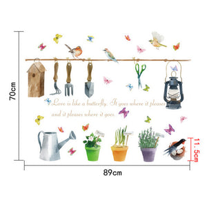 ウォールステッカー 植え 鉢植えバスケット ガーデニング フレッシュ ロマンチック ホームデコレーションック ホームデコレーション簡単に貼れて、剥がしてもあとが残りません！【inte_D1806】