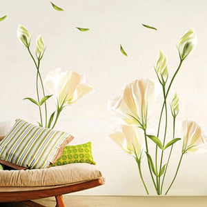 ウォール ステッカー Wall stickers 花　ゆり　百合　フラワー　ロマンチック　優雅　オリジナル　貼ってはがせる　大きめさのサイズ壁紙シール ウォールデコレーション 【inte_D1806】