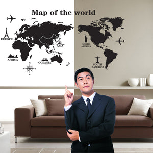 ウォールステッカー 世界地図【Map of the World】モノトーン世界地図 ・飛行機☆ ウォールステッカー北欧 シールきれいに剥がせる！子供部屋 DIY 壁紙 壁 シール 雑貨 リフォーム 　貼って剥がせる ウォールステッカー 賃貸OK！【inte_D05】