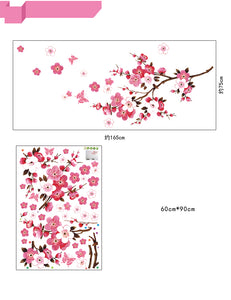 ウォールステッカー お正月　壁紙 シール 桃の花 蝶 インテリア 模様替え 簡単 喫茶店 カフェ 壁画 部屋装飾 リビング 窓 ロマンチック ピンク 剥がせる ウォールシール　あす楽
