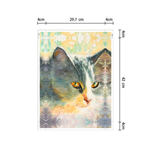 絵画アートパネル猫　絵画　猫の絵アートパネルおしゃれ　かわいい動物　モダンアートリビング 玄関 プレゼント店舗ディスプレイ おしゃれなアート（横30cm×縦42cm）