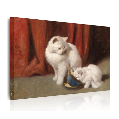 絵画アートパネル猫　猫の親子宮廷風　ヨーロッパ風猫の絵アートパネルおしゃれ　かわいい動物　モダンアートリビング 玄関 プレゼント店舗ディスプレイ おしゃれなアート（横42cm×縦30cm）