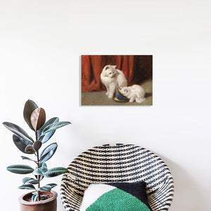 絵画アートパネル猫　猫の親子宮廷風　ヨーロッパ風猫の絵アートパネルおしゃれ　かわいい動物　モダンアートリビング 玄関 プレゼント店舗ディスプレイ おしゃれなアート（横42cm×縦30cm）