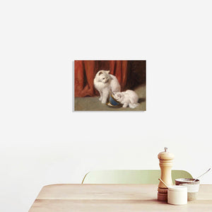 絵画アートパネル猫　猫の親子宮廷風　ヨーロッパ風猫の絵アートパネルおしゃれ　かわいい動物　モダンアートリビング 玄関 プレゼント店舗ディスプレイ おしゃれなアート（横42cm×縦30cm）