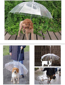 【雨、雪の日も安心】梅雨 ペット用傘　にゃんこ＆わんちゃんお散歩用傘 ペットアンブレラ 透明系 直径75cm 折りたたみ可能 コンパクト収納可能 超撥水 風邪防止 小型犬と猫に適用 雨の日も濡れずに散歩でき、リードも付いているから安心 【autumn_D1810】