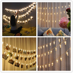 LEDストリングライト 20個LED写真　絵クリップ 式DIY吊り下げる飾り 3Ｍ イルミネーションライト 電池タイプ クリスマス　新年　結婚式　誕生日　パーティーインテリア 雑貨　お洒落