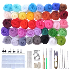 羊毛フェルトキット40色 フェルトツール 手芸制作セット DIY素材 基本入門キット 初心者セットハロウィン クリスマスのプレゼントにぴったり【newyear_d19】