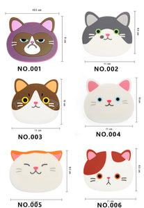 コースター　断熱　耐熱 カップ マット　ボトルマット 滑り止め　かわいい 猫の顔の形のコースター　萌え萌えコースター　滑り止め　 断熱パッド 幼稚園　子供用　シリコン製コーヒー 飲酒 飲茶 シリコン　茶パッド　キッチン　グッズ　卓上用品　６枚セット