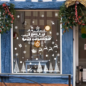 クリスマス ウォールステッカー 可愛いクリスマスリー　雪の結晶　トナカイ　喫茶店 部屋飾り ウォールステッカー クリスマス装飾用　雪だるま 雪花 クリスマスツリー おしゃれ メリークリスマス 装飾【endsale_18】