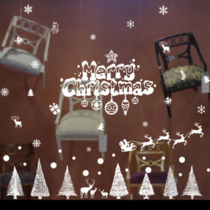 クリスマス ウォールステッカー 可愛いクリスマスリー　雪の結晶　トナカイ　喫茶店 部屋飾り ウォールステッカー クリスマス装飾用　雪だるま 雪花 クリスマスツリー おしゃれ メリークリスマス 装飾【endsale_18】